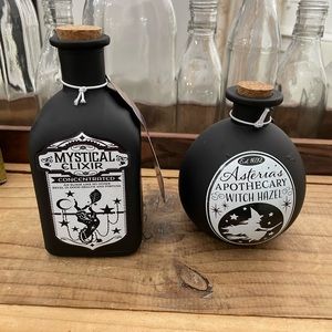 “EERIE CHARM” MAT BLACK APOTHECARY HALLOWEEN POTION ELIXIR BOTTLES